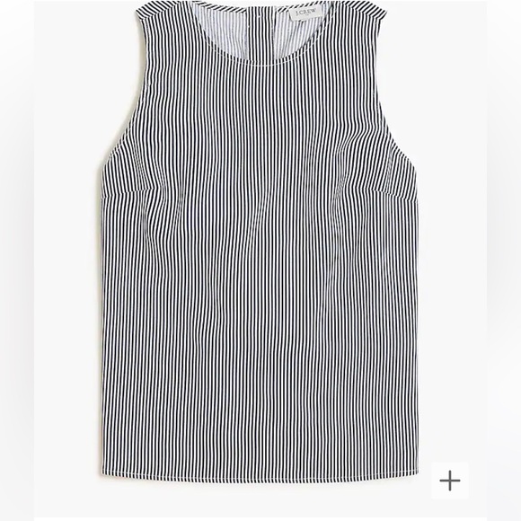 LIKE NEW J Crew Factory Button Back Sleevelss Shell, Sz XXL, Navy/White Stripe - Picture 4 of 8